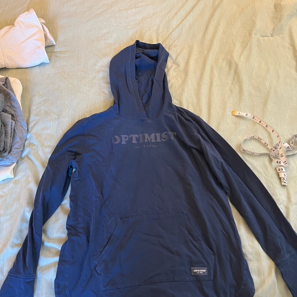 Life Is Good Navy Optimist Hoodie Crusher Flex
